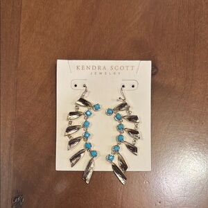 Kendra Scott Silver and Blue Crescent Earrings